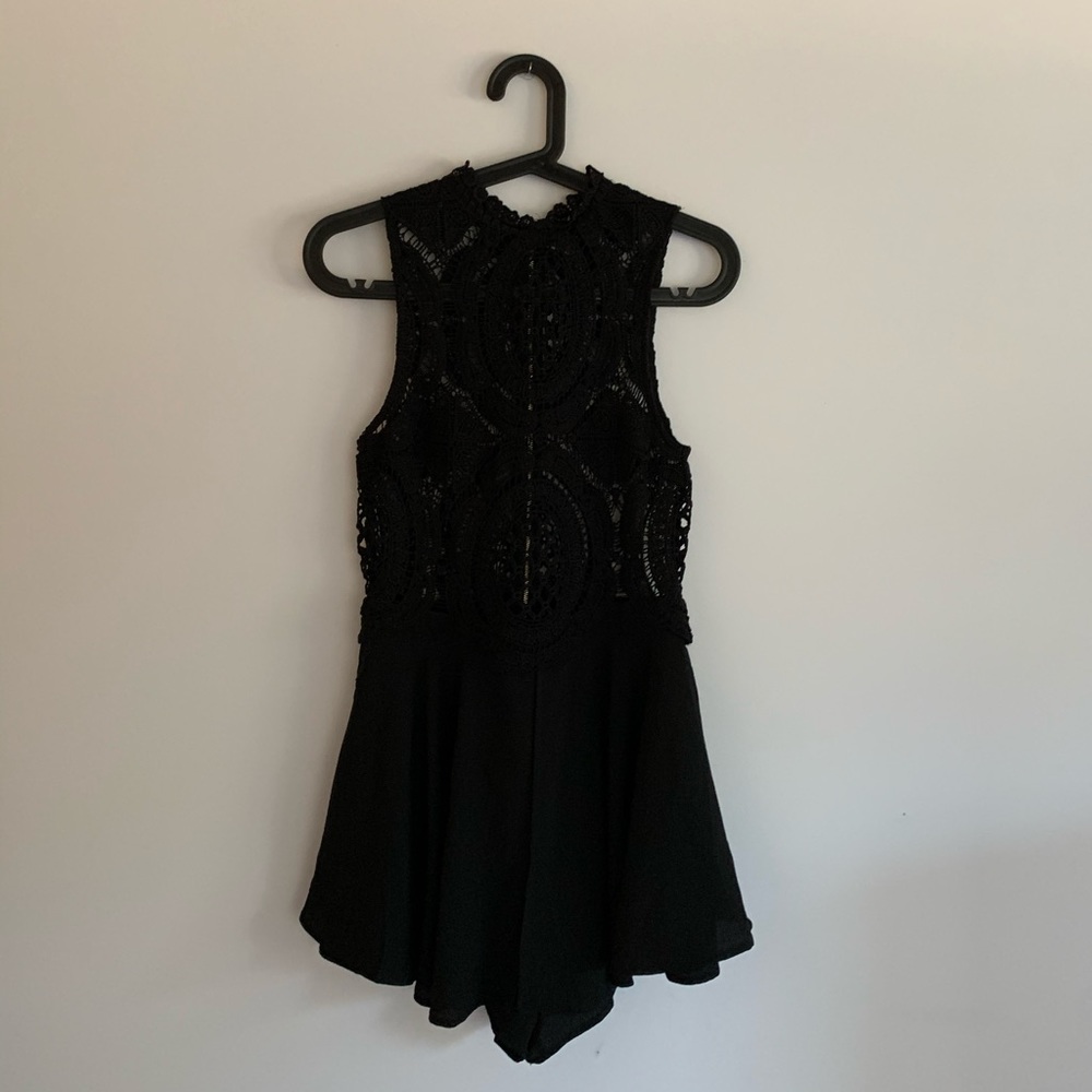 black knit lace romper